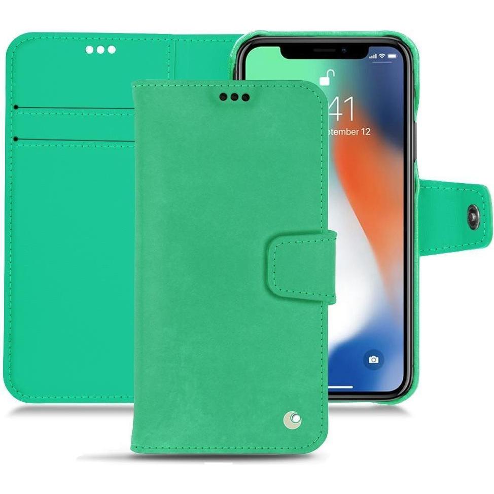 Noreve Lederschutzhülle Wallet (Apple iPhone XR), Smartphone Hülle, Grün