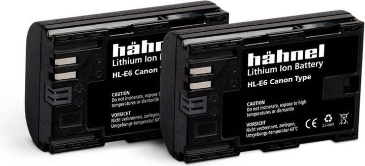 Hähnel HL-E6, accu voor 2 camera's vervangt originele accu LP-E6 7,2 V 1650 mAh (Batterij)