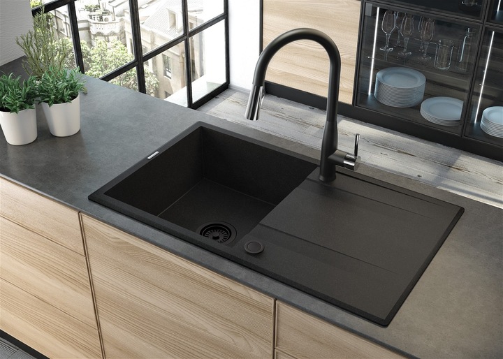 Actual product image No Name 1-bowl granite sink with drainer (100 cm, 52 cm)