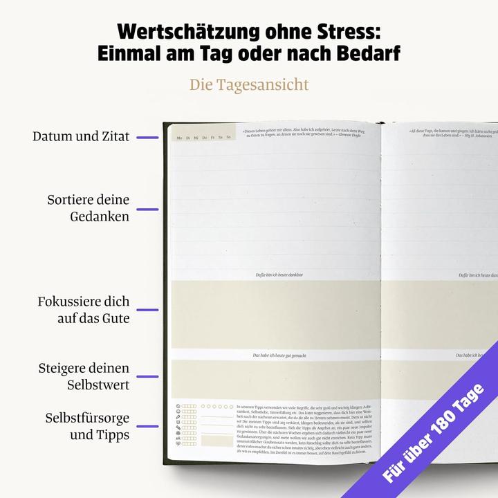 Valori nutrizionali e ingredienti Diario dell'amore per se stessi e della gratitudine: Una buona giornata (A5, Righe, Copertina rigida)