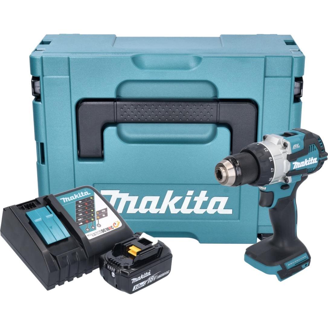 Thumbnail - Makita, Bohrmaschine + Akkuschrauber, DHP 489 RF1J Akku Schlagbohrschrauber 18 V 73 Nm Brushless + 1x Akku 3,0 Ah + Lade...
