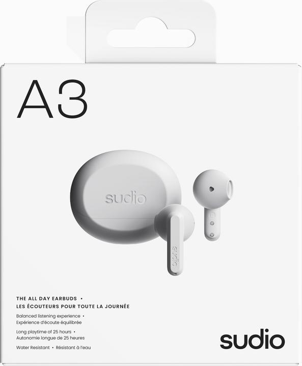 Actual product image Sudio Headphone A3 White In-Ear True Wireless (6.50 h, Wireless)