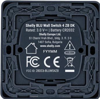 Actual product image Shelly BLU Wall Switch 4 ZB DK - Charcoal Gray