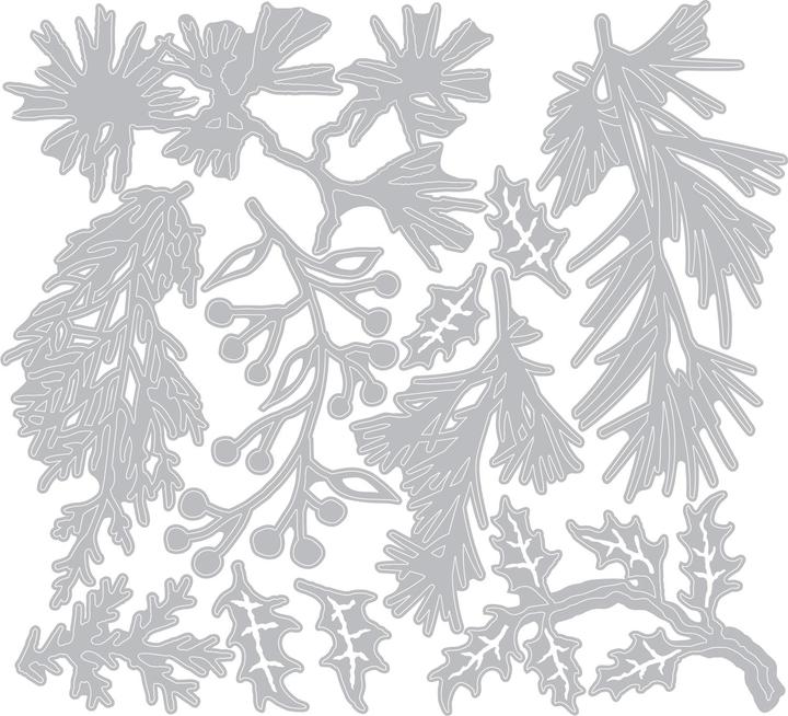 Actual product image Sizzix Thinlits punching stencil set, 11 pieces, Holiday Greens Mini by Tim Holtz