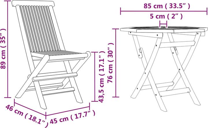 Produktbild vidaXL Garten-Esszimmermöbel (85 x 85 x 76 cm)