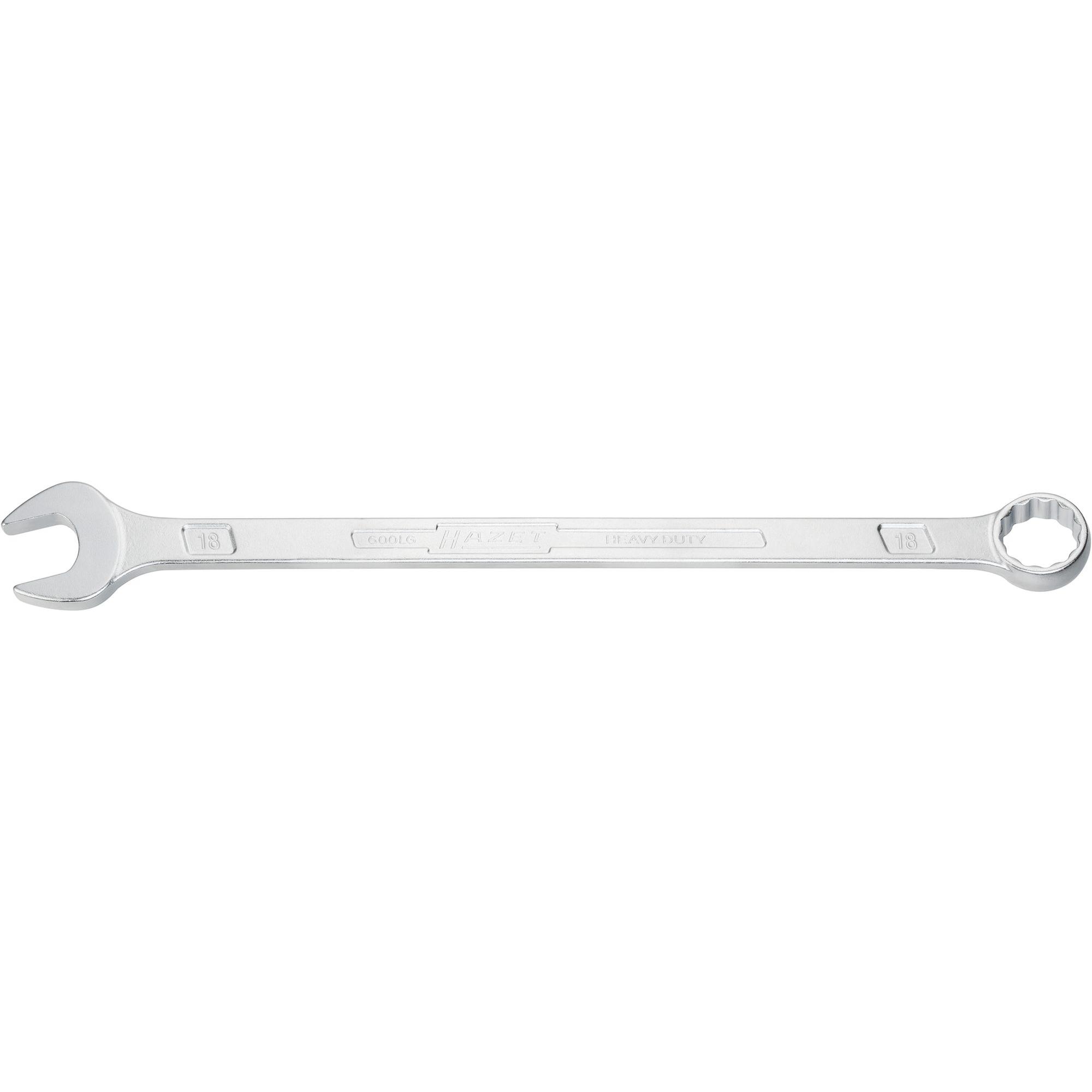 HAZET, Schraubenschlüssel, Ring-Maulschlüssel ∙ extra lang ∙ schlanke Bauform 600LG-18 ∙ Aussen Doppel-Sechskant-Tractio...