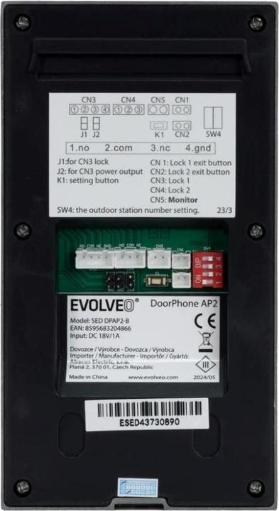 Actual product image Evolveo DoorPhone AP2-2 drátový videotelefon pro dva byty s aplikací, černá (App, Cable)