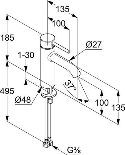 Produktbild Kludi Waschtisch-Einhandmischer BOZZ DN 15 ma-sw