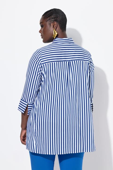 Produktbild Ulla Popken Bluse, Streifen, Godetfalten, Hemdkragen, 3/4-Arm (46, 48)