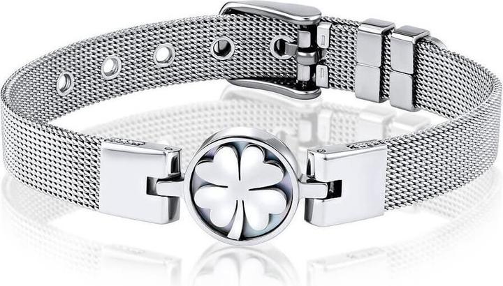 Silvego Steel bracelet with four-leaf clover KMM111134