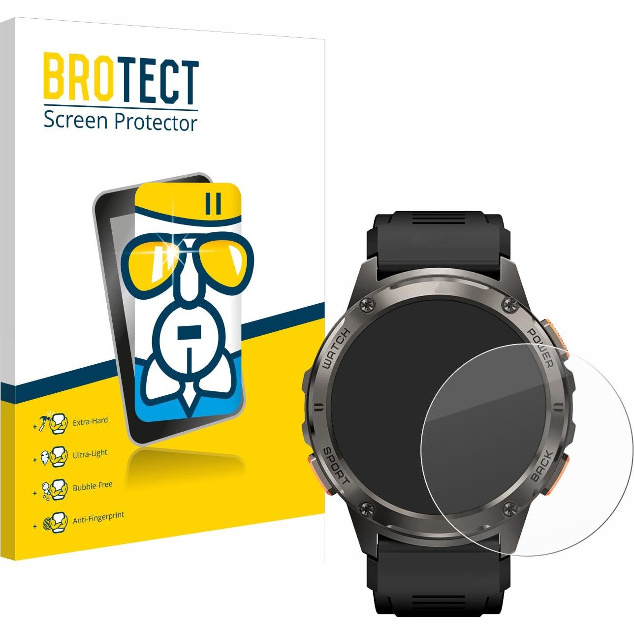 BROTECT AirGlass Panzerglasfolie, Smartwatch Schutzfolie, Transparent
