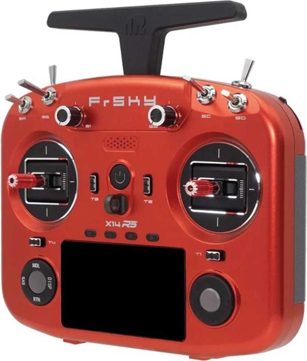 Actual product image FrSky X14RS Sender 2,4Ghz Ruby Red mit Akku, ohne Ständerhalter, mit EVA-Bag