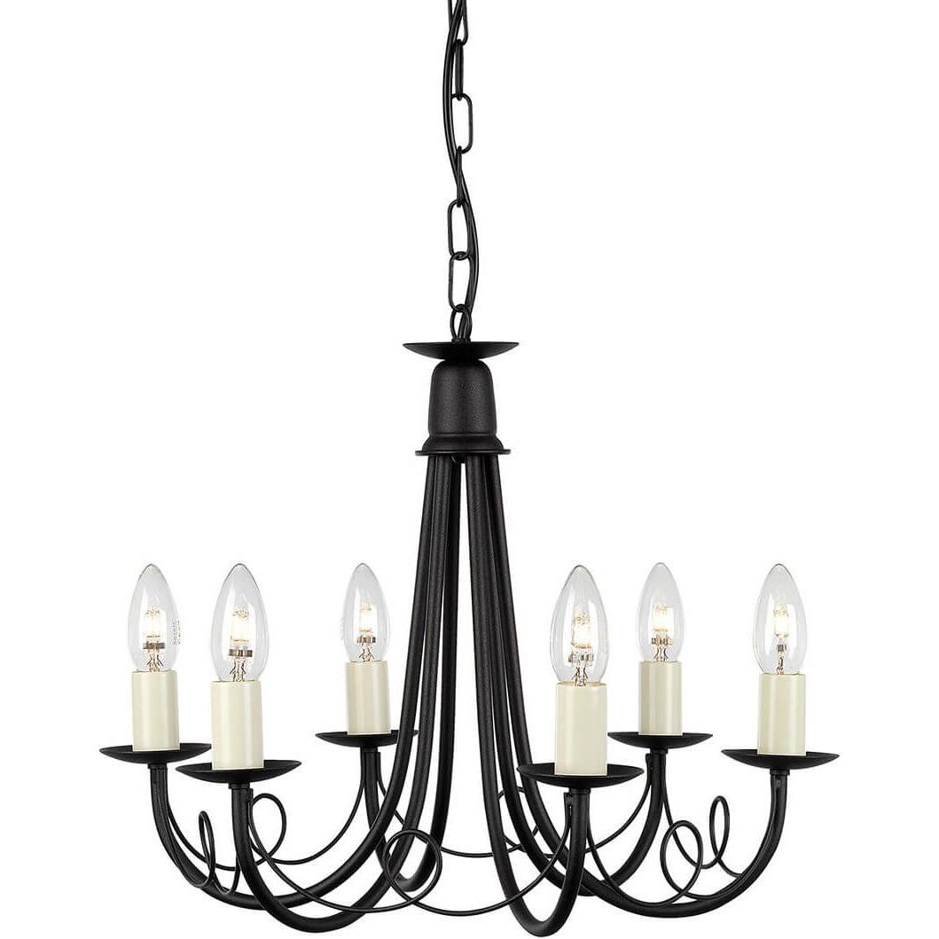 Elstead Lighting, Kronleuchter, Minster Kronleuchter E14 6-fach Schwarz, Made in UK (48 cm)
