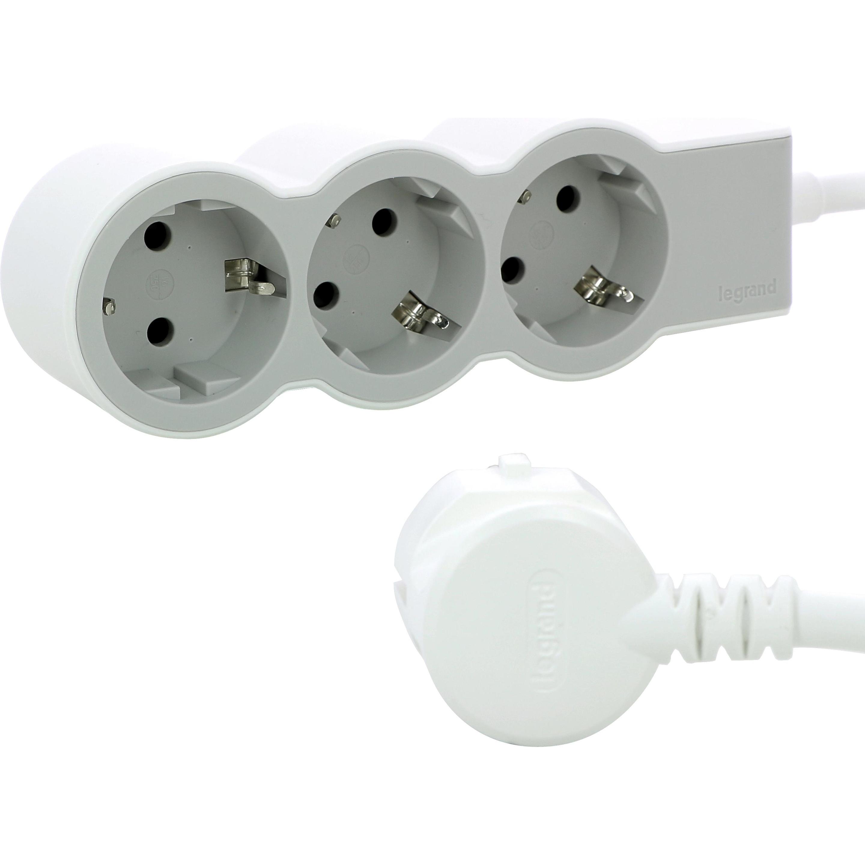 Legrand, Steckdosenleiste, Flache Steckdosenleiste, 3-fach Steckdose (3 x, CEE, CEE 7/3, 3 m)