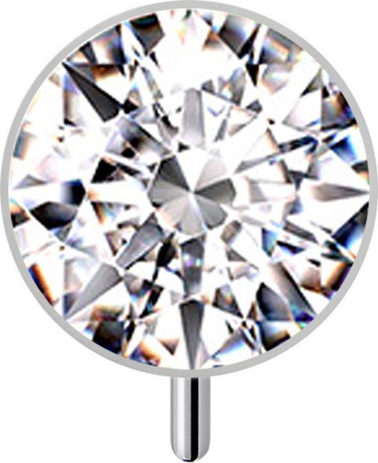 Image du produit Star Piercing Threadless demi-sphère argentée avant avec cristal argenté (Titane, sans laiton)