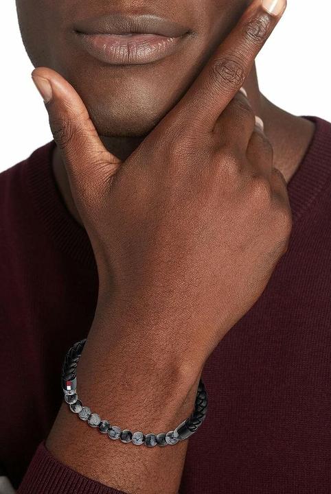 Actual product image Tommy Hilfiger Originálná kožená náramek s obsidiánem 2790473 (Leather, Stainless steel)