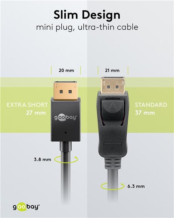 Produktbild Goobay Slim DisplayPort-Kabel 2.0/2.1, 40 Gbit/s (1 m)