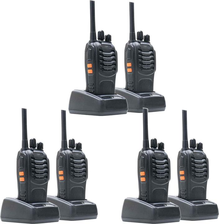 Actual product image PNI Pack of 6 portable PMR R40 PRO radios, batteries, chargers and headphones included in delivery