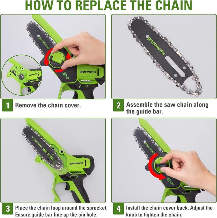 Immagine prodotto Greenworks Mini Kettingzaag Met Accu En Lader 24 Volt G24mcs10k2 (Sega a catena a batteria)