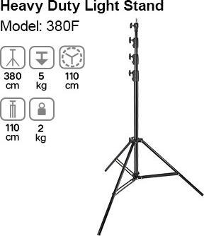 Actual product image Godox 380F Heavy Duty Light Stand (380 cm, 5 kg)