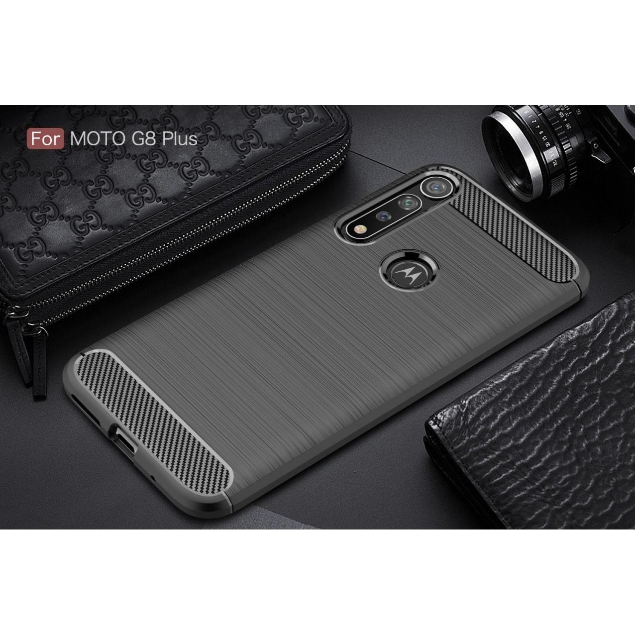 Thumbnail - Screenguard Motorola Moto G8 Plus Hülle Carbon Brushed Soft TPU (Motorola Moto G8 Plus), Smartphone Hülle, Schwarz