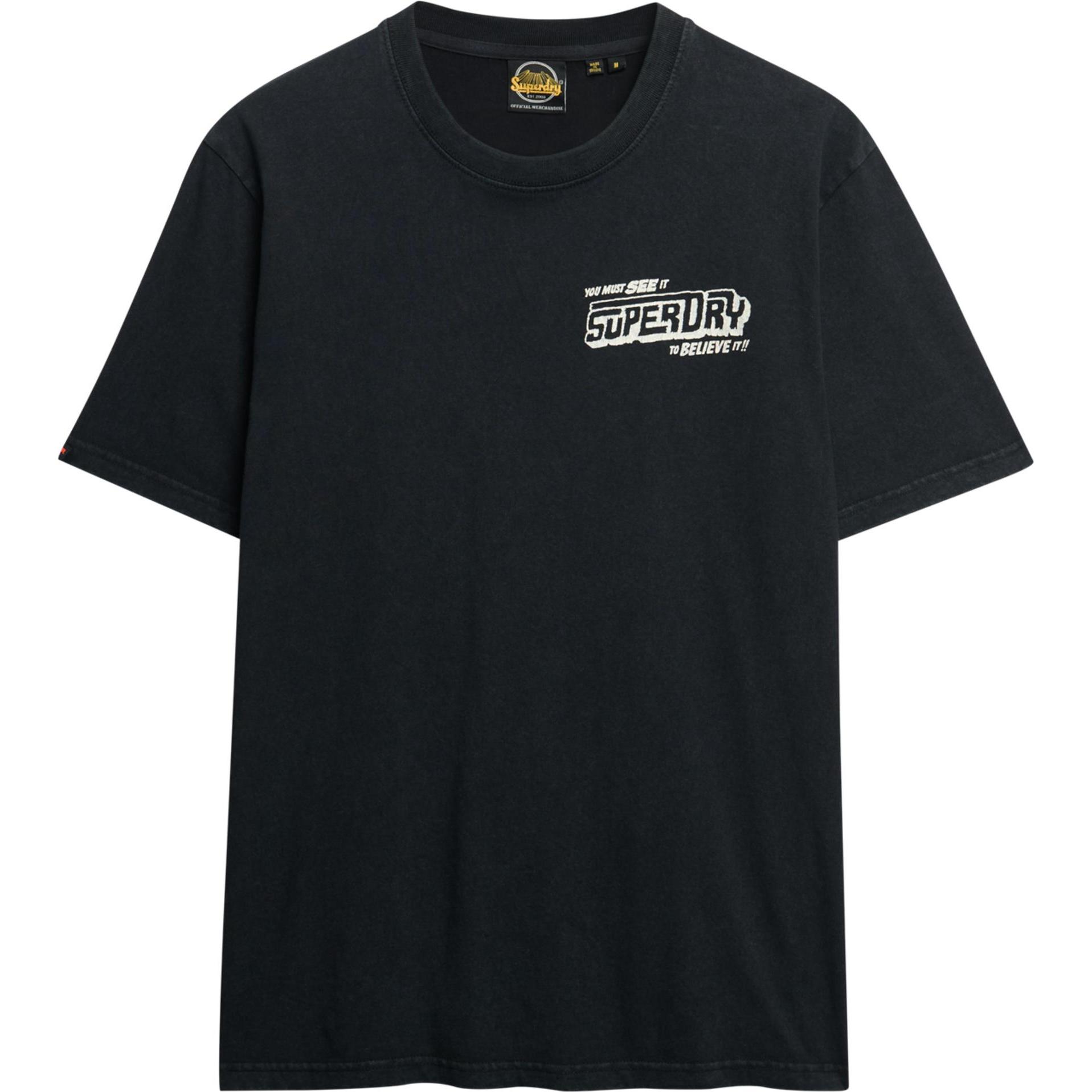 Superdry, Herren, Shirt, B-movie, Schwarz, (L)