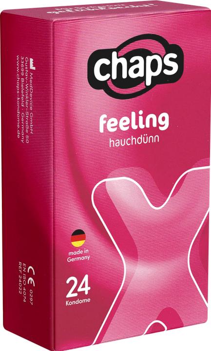 Chaps Feeling 24 Kondome, 0,06 mm, roséfarben, silikonbefeuchtet, extra dünn, 52 mm, Latex (24 pcs.)