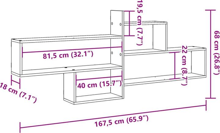 Actual product image vidaXL Wall shelf (167.5 x 18 x 68 cm)