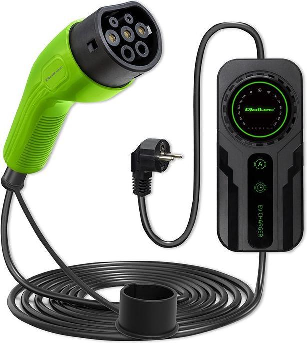 Qoltec Mobilna ładowarka do samochodu elektrycznego EV z regulacją 2w1 Typ2 | SCHUKO | 3.5kW | 230V (Typ 2, 3.50 kW, 16 A)