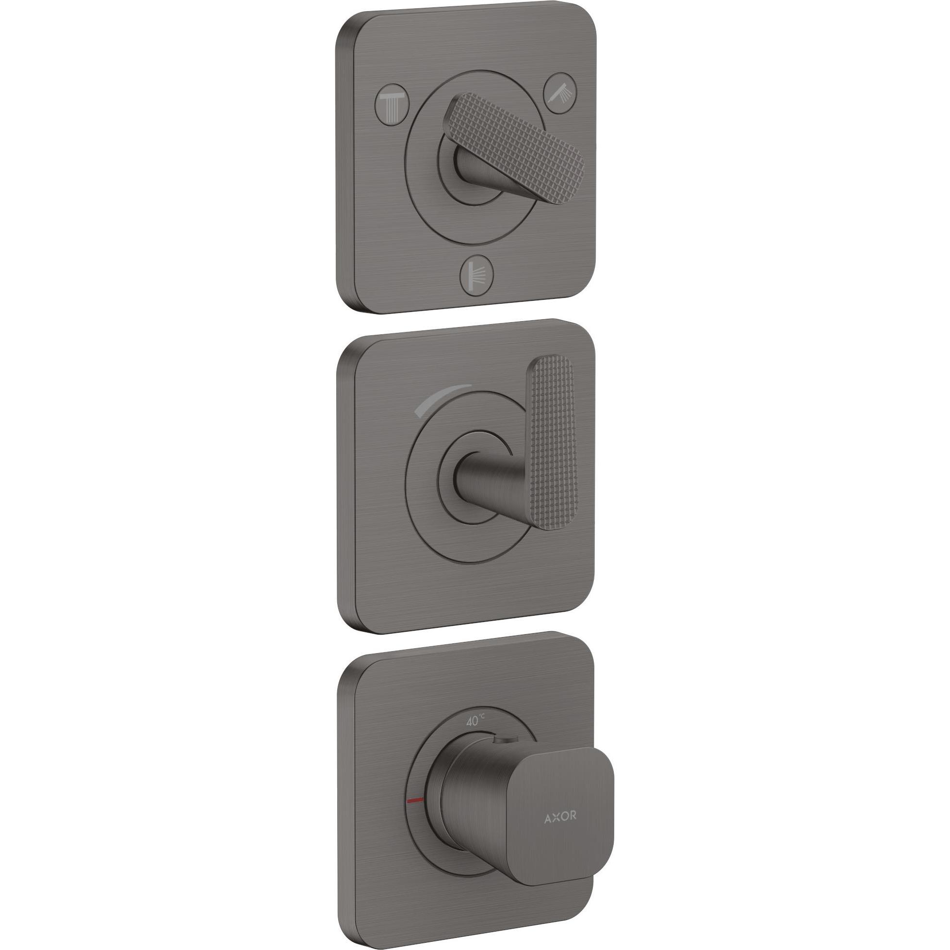 Axor, Rubinetteria per bagno, Citterio C Module thermostatique 380/120 encastré avec rosaces pour 3 consommateurs, coupe cubique
