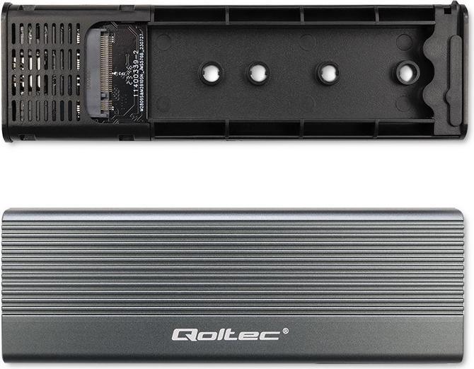 Actual product image Qoltec 52267 Enclosure | SSD M.2 drive | SATA | NGFF| USB-C | super speed | 2 TB | grey (M.2)