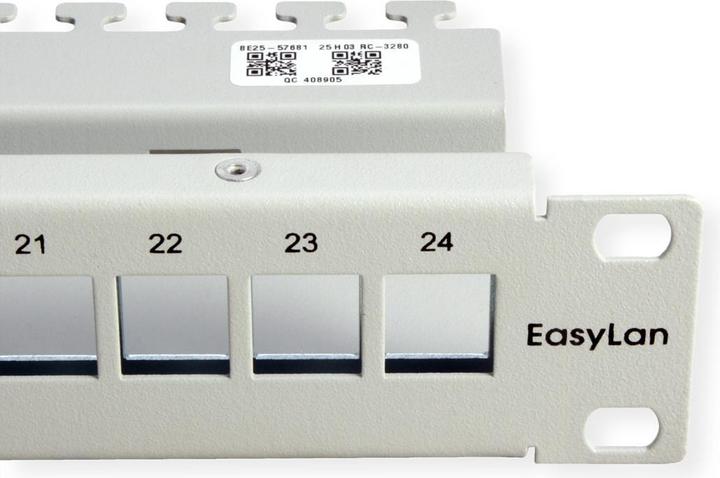 Produktbild Easylan fixLink Panel 19" 24 Port leer Tief 155mm RAL 7035 Keystone