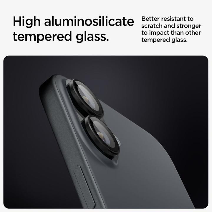 Produktbild Spigen Tempered Glass for Glass tR EZ Fit Optik Pro for iPhone 16 Plus Camera (2 pcs.) - Black (2 Stück, Apple iPhone 16 Plus)