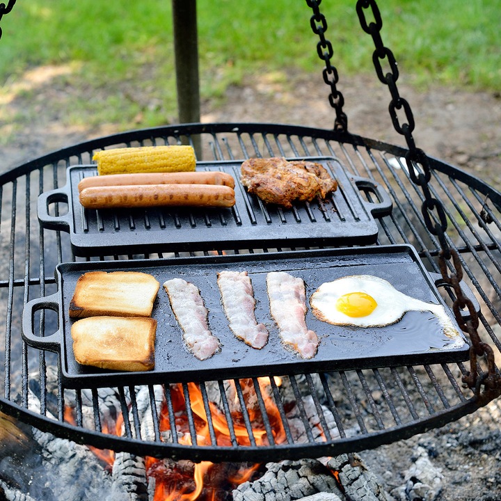 Produktbild Rosenstein & Söhne Gusseiserne Wende-Grillplatte für Ofen, Herd & Grill