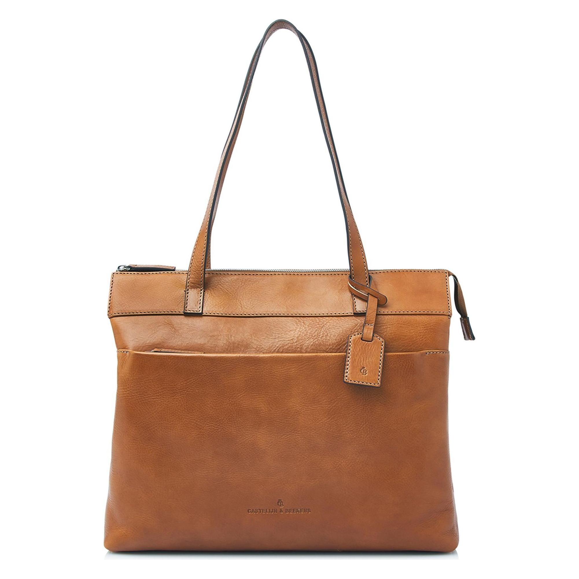 Castelijn & Beerens, Damen, Tasche, Lia Shopper Tasche Rfid Schutz Leder 45 Cm Laptopfach, Braun, (21 l)