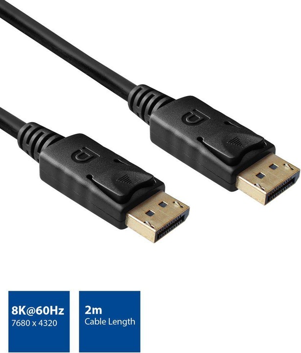 Produktbild 2 meters Displayport 1.4 8K connection cable male - male, Zip Bag (2 m, DisplayPort)