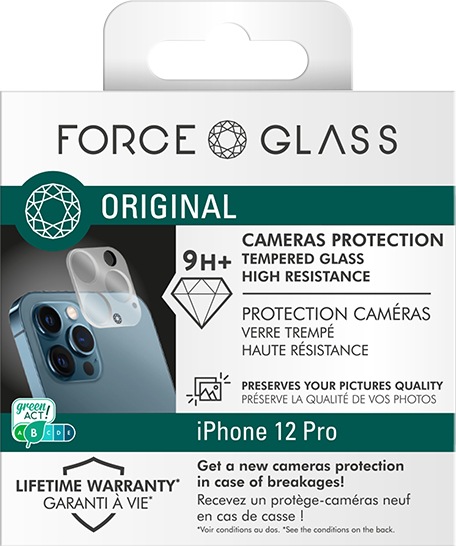 Actual product image Bigben Connected Rear camera film, camera glass, 9H+ hardness (1 Piece, Apple iPhone 12 Pro)