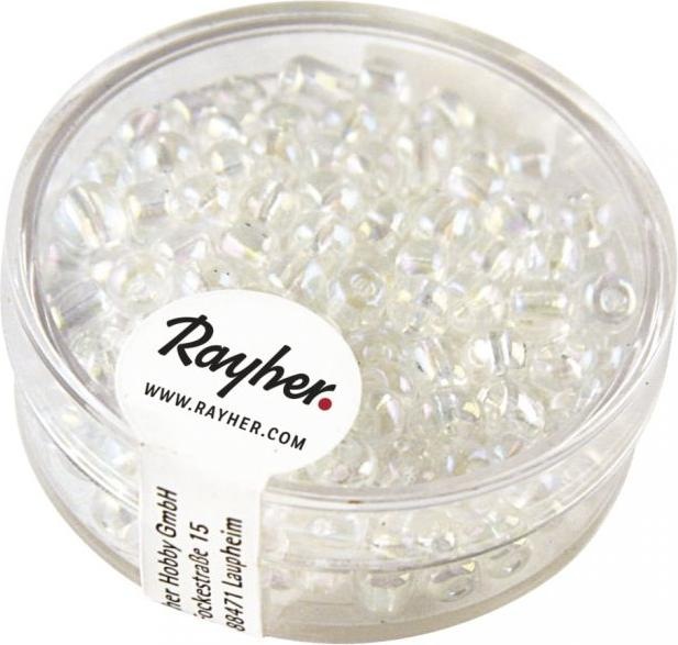 Produktbild Rayher Rocailles, 4 mm ø, mit Silbereinzug, kristall