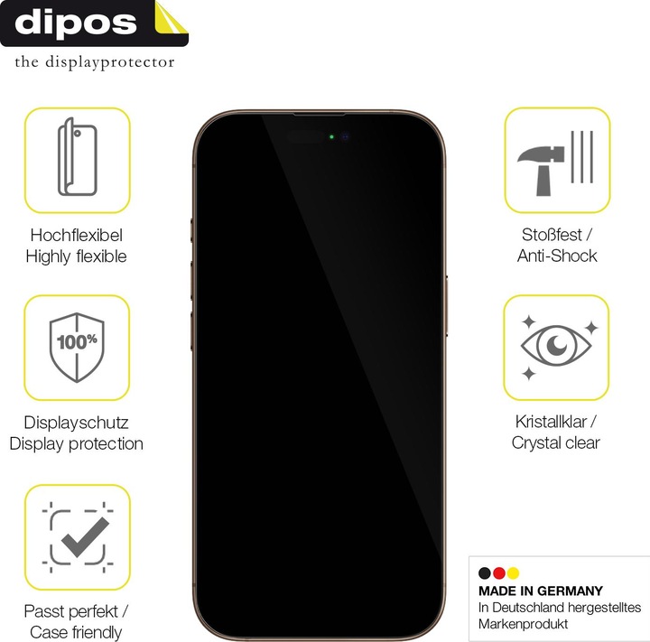Produktbild Dipos 3D Full Cover Schutzfolie (1 Stück, Apple iPhone 16 Pro Max)