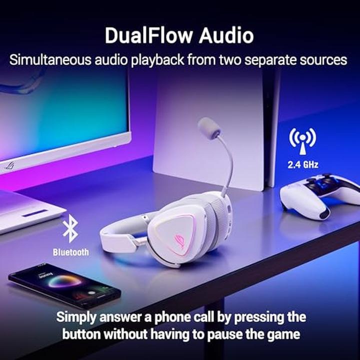 Produktbild ASUS Headset ROG Delta II WHT (Kabellos, Kabelgebunden)