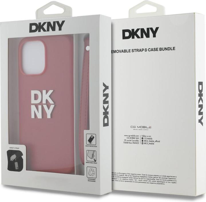 Produktbild DKNY PU Leather Stack Logo Wrist Strap Case for iPhone 14 Pro Red (Apple iPhone 14 Pro)
