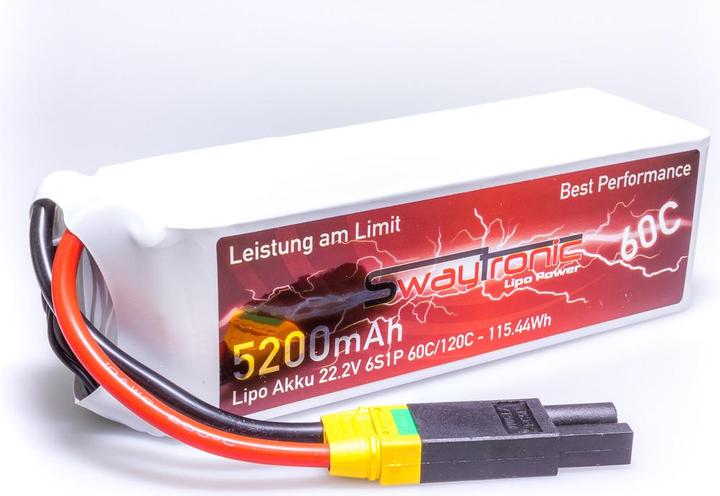 Immagine prodotto Swaytronic Sway-AM 6S 22.2V 5200mAh 60C/120C EC5 (22.20 V, 5200 mAh)
