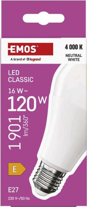 Produktbild Emos LED Lampe Classic A70 / E27 / 16 W (120 W) / 1901 lm / Neutral Weiss (E27, 16 W, 1901 lm, 1 x, E)