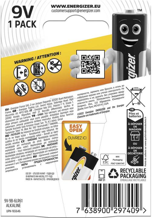 Image du produit Energizer 9 V Block-Batterie (1 pcs, 9V Block)