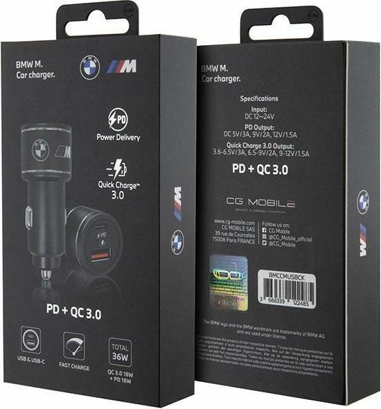 Produktbild BMW ładowarka BMCCMUSBCK PD-QC 3.0 20W Fast Charge czarny/black M Edition