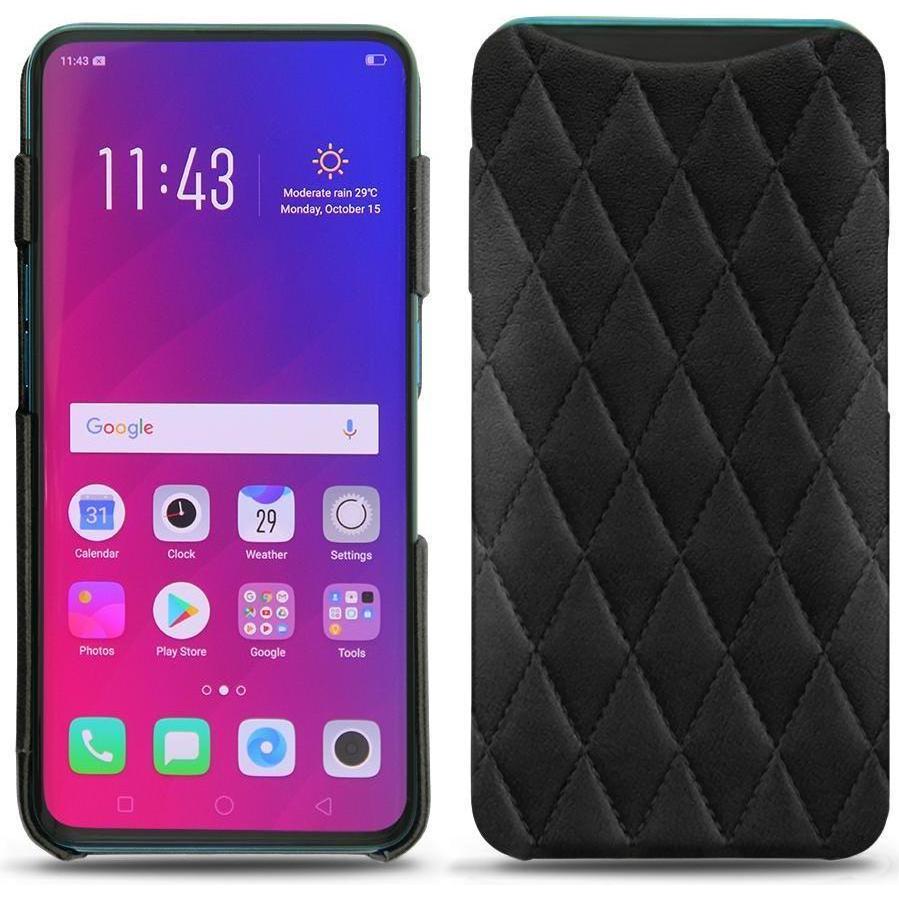 Noreve Lederschutzhülle (Oppo Find X), Smartphone Hülle, Schwarz
