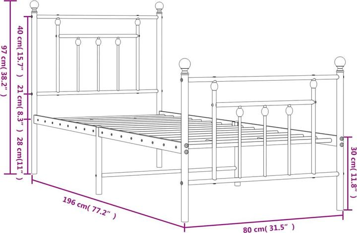Produktbild vidaXL Bettgestell (75 x 190 cm)