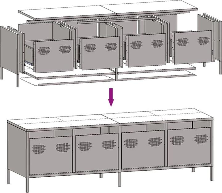 Image du produit vidaXL Armoire TV Table de télévision Meuble bas TV Noir Acier