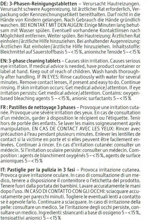 Nutritional values and ingredients Jura 3-phase cleaning tablets