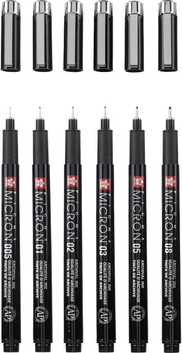 Actual product image Sakura PIGMA MICRON - Fineliner set 6 pieces (Black, 6 x)
